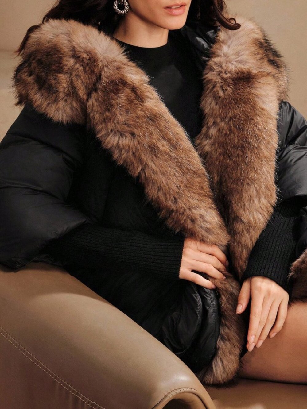 Black Casual Women's Puffer Coat